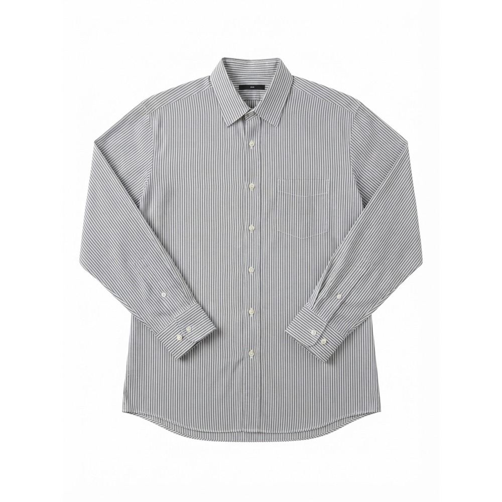 Gap Womens Large Grey White Striped Cotton Button Down Shirt Long Sleeve L